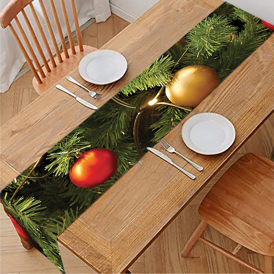 Decorated Christmas Tree Print Table Runner