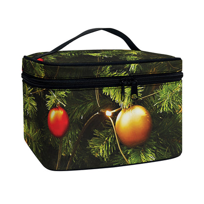 Decorated Christmas Tree Print Travel Makeup Bag