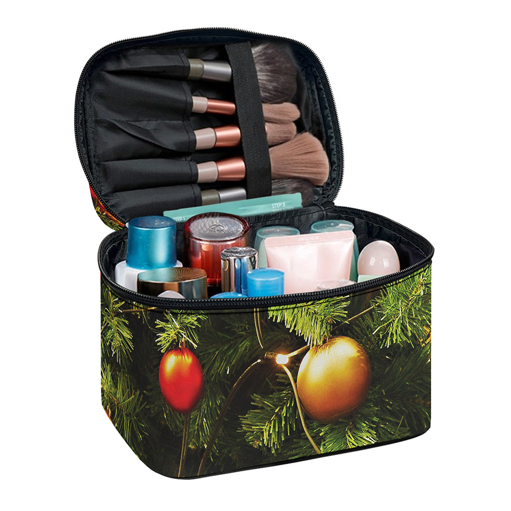 Decorated Christmas Tree Print Travel Makeup Bag