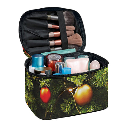 Decorated Christmas Tree Print Travel Makeup Bag