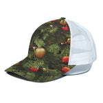 Decorated Christmas Tree Print White Mesh Trucker Cap