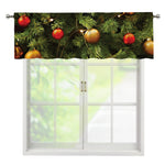 Decorated Christmas Tree Print Window Valance