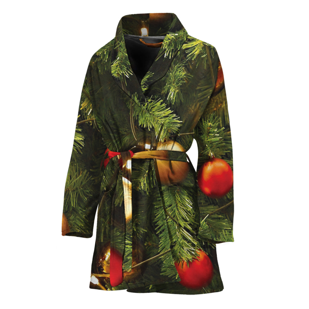 Decorated Christmas Tree Print Women's Bathrobe