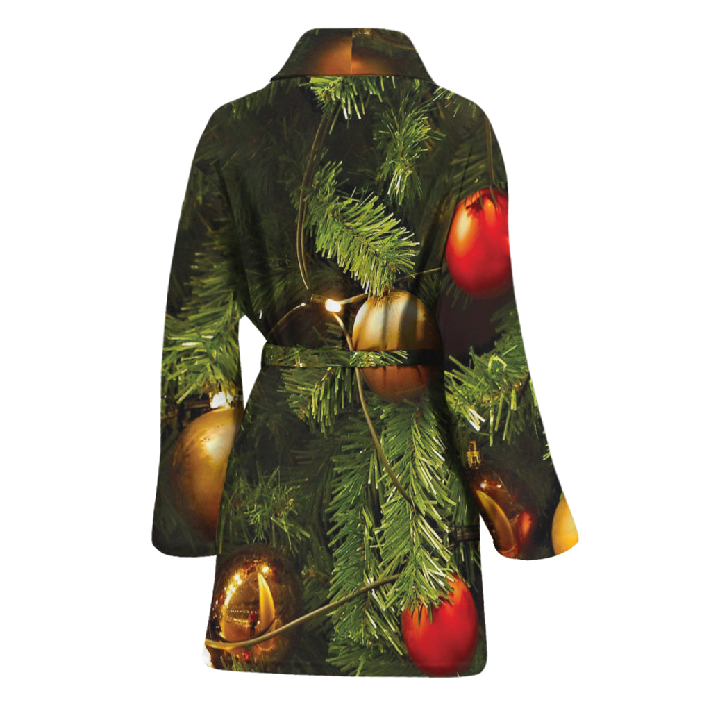 Decorated Christmas Tree Print Women's Bathrobe