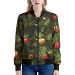 Decorated Christmas Tree Print Women's Bomber Jacket