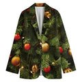 Decorated Christmas Tree Print Women's Cotton Blazer