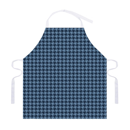 Deep Blue Houndstooth Pattern Print Adjustable Apron