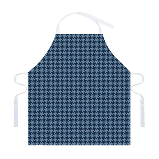 Deep Blue Houndstooth Pattern Print Adjustable Apron
