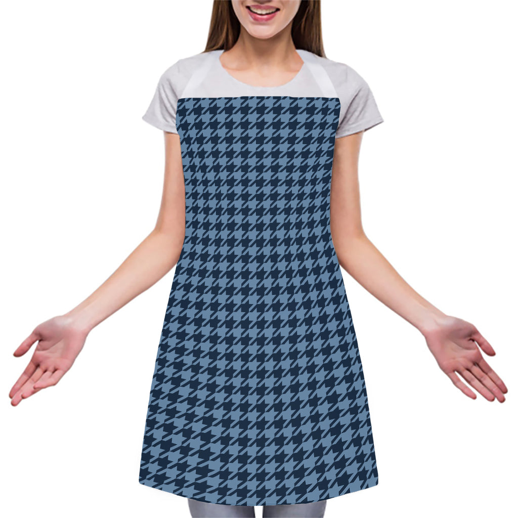 Deep Blue Houndstooth Pattern Print Adjustable Apron