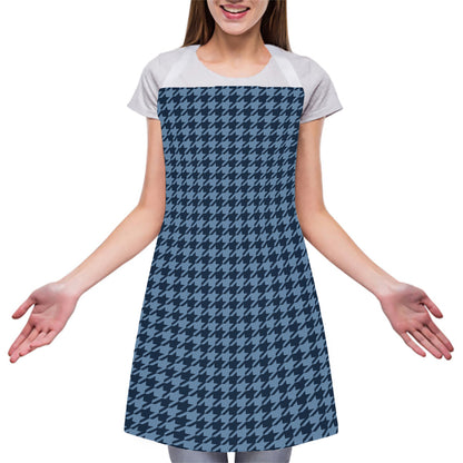 Deep Blue Houndstooth Pattern Print Adjustable Apron