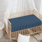 Deep Blue Houndstooth Pattern Print Baby Crib Sheet