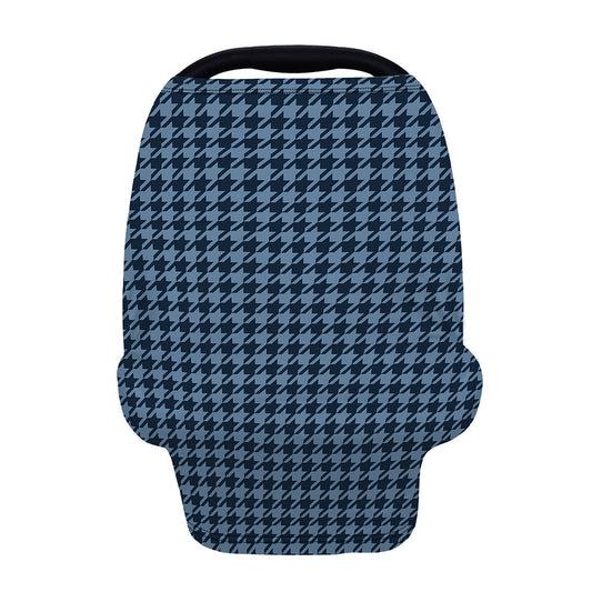 Deep Blue Houndstooth Pattern Print Baby Seat Cover