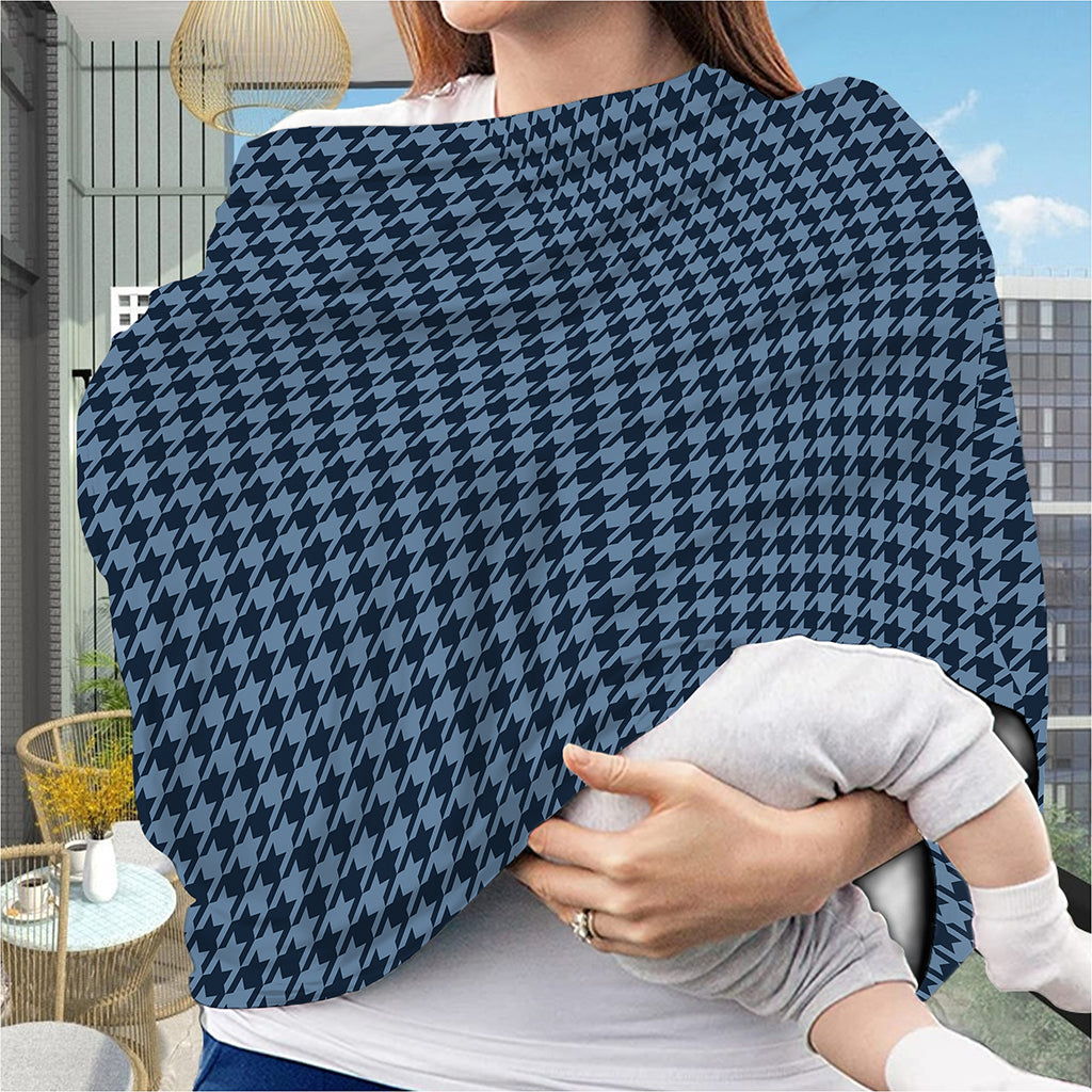 Deep Blue Houndstooth Pattern Print Baby Seat Cover