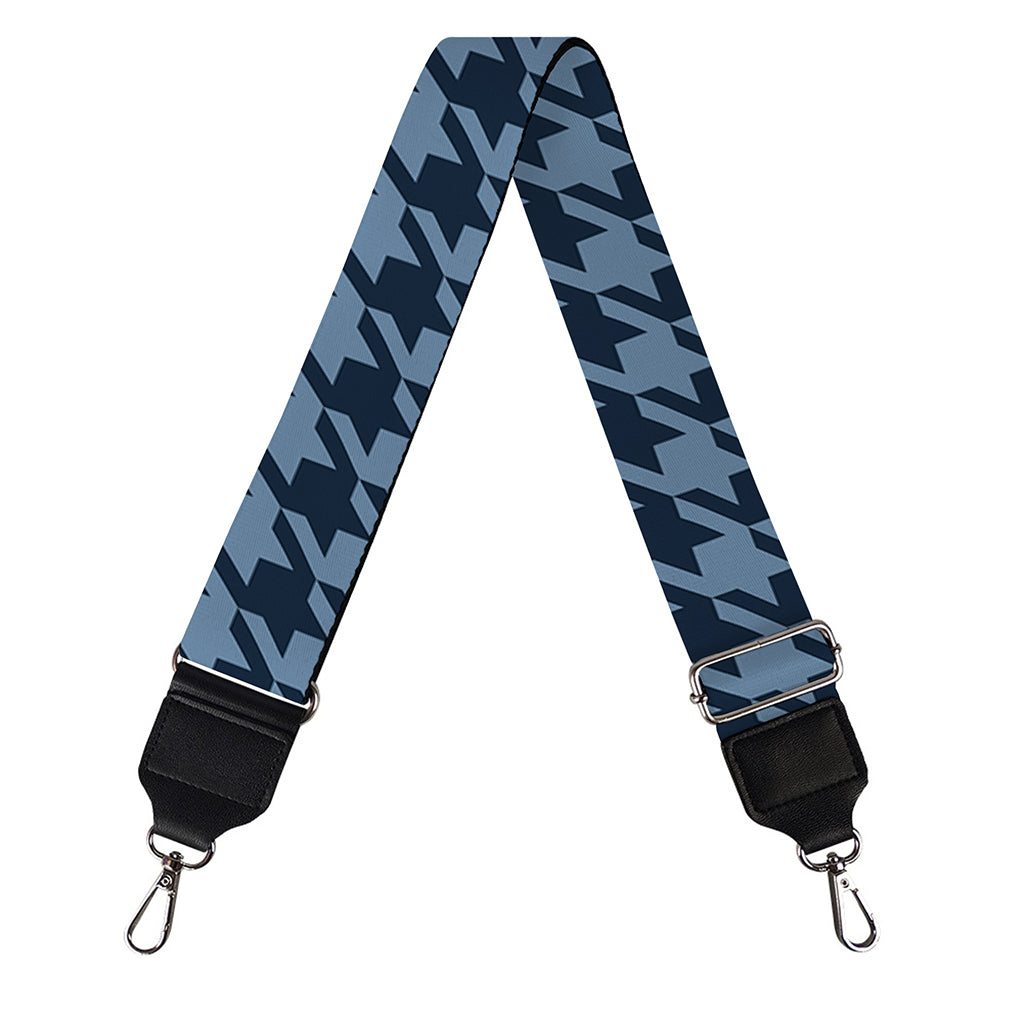 Deep Blue Houndstooth Pattern Print Bag Strap