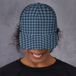 Deep Blue Houndstooth Pattern Print Baseball Cap