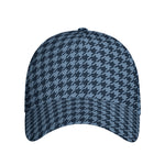 Deep Blue Houndstooth Pattern Print Baseball Cap