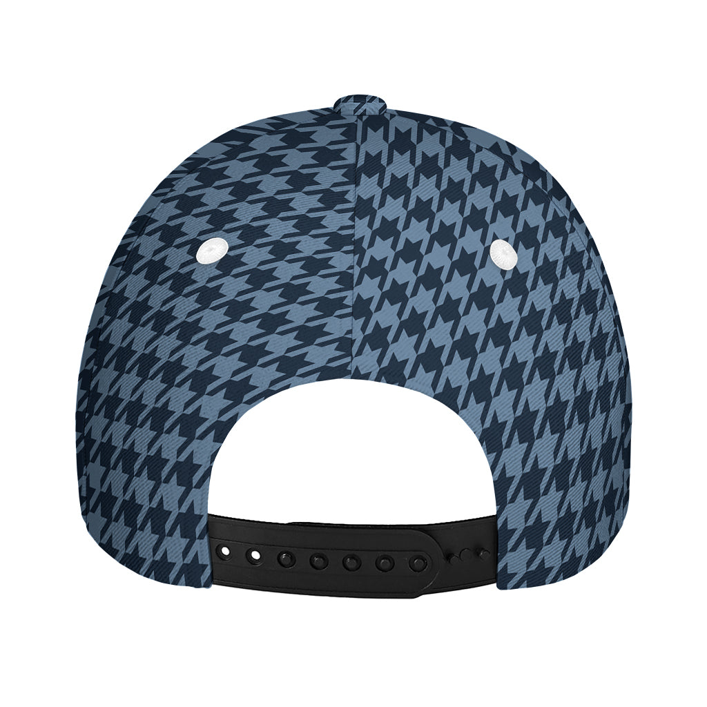 Deep Blue Houndstooth Pattern Print Baseball Cap
