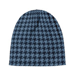 Deep Blue Houndstooth Pattern Print Beanie