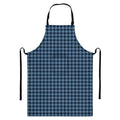 Deep Blue Houndstooth Pattern Print Bib Apron With Pocket
