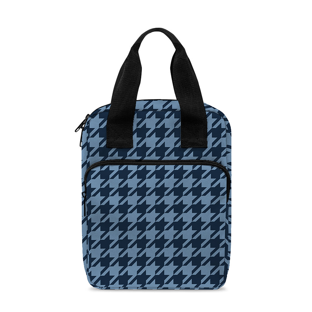 Deep Blue Houndstooth Pattern Print Bible Tote Bag