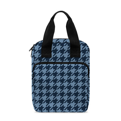 Deep Blue Houndstooth Pattern Print Bible Tote Bag