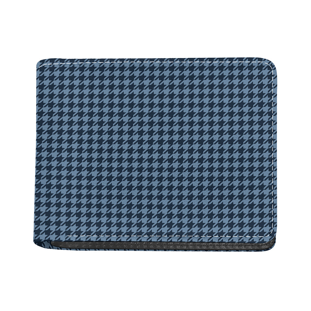 Deep Blue Houndstooth Pattern Print Bifold Wallet