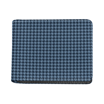 Deep Blue Houndstooth Pattern Print Bifold Wallet
