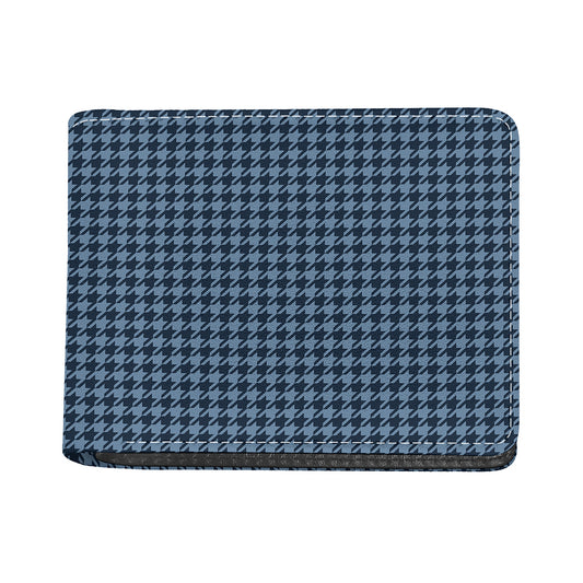 Deep Blue Houndstooth Pattern Print Bifold Wallet