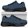 Deep Blue Houndstooth Pattern Print Black Chunky Shoes