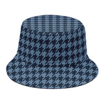 Deep Blue Houndstooth Pattern Print Bucket Hat