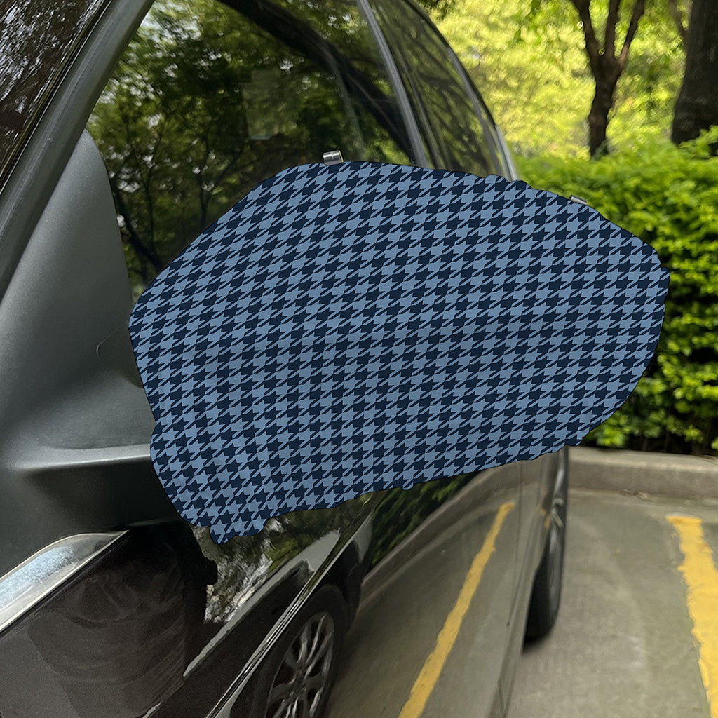 Deep Blue Houndstooth Pattern Print Car Side Mirror Covers