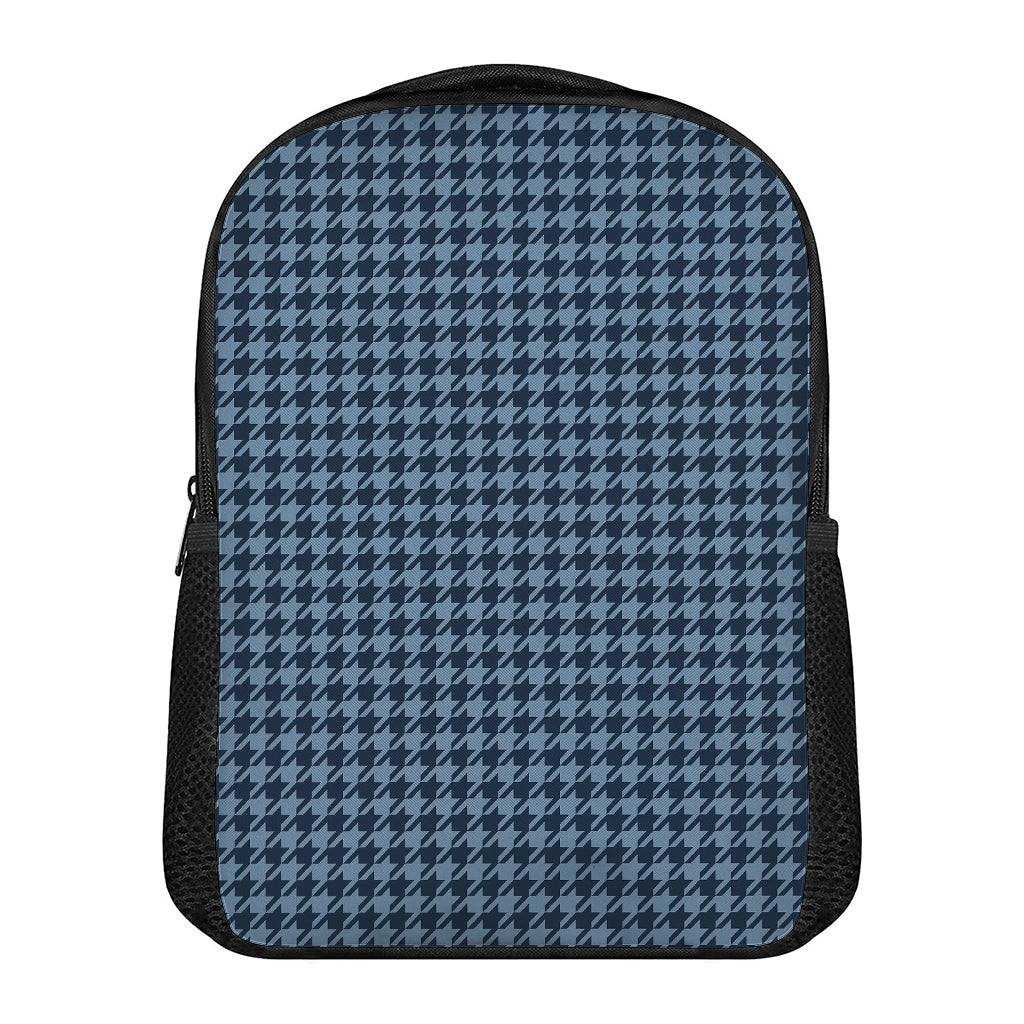 Deep Blue Houndstooth Pattern Print Casual Backpack