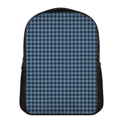 Deep Blue Houndstooth Pattern Print Casual Backpack