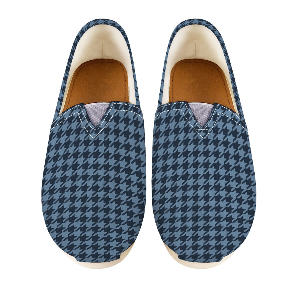 Deep Blue Houndstooth Pattern Print Casual Shoes