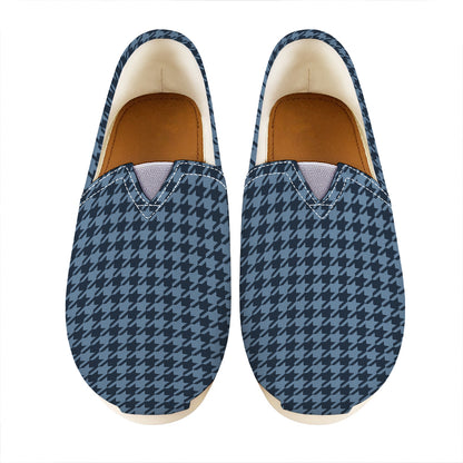 Deep Blue Houndstooth Pattern Print Casual Shoes