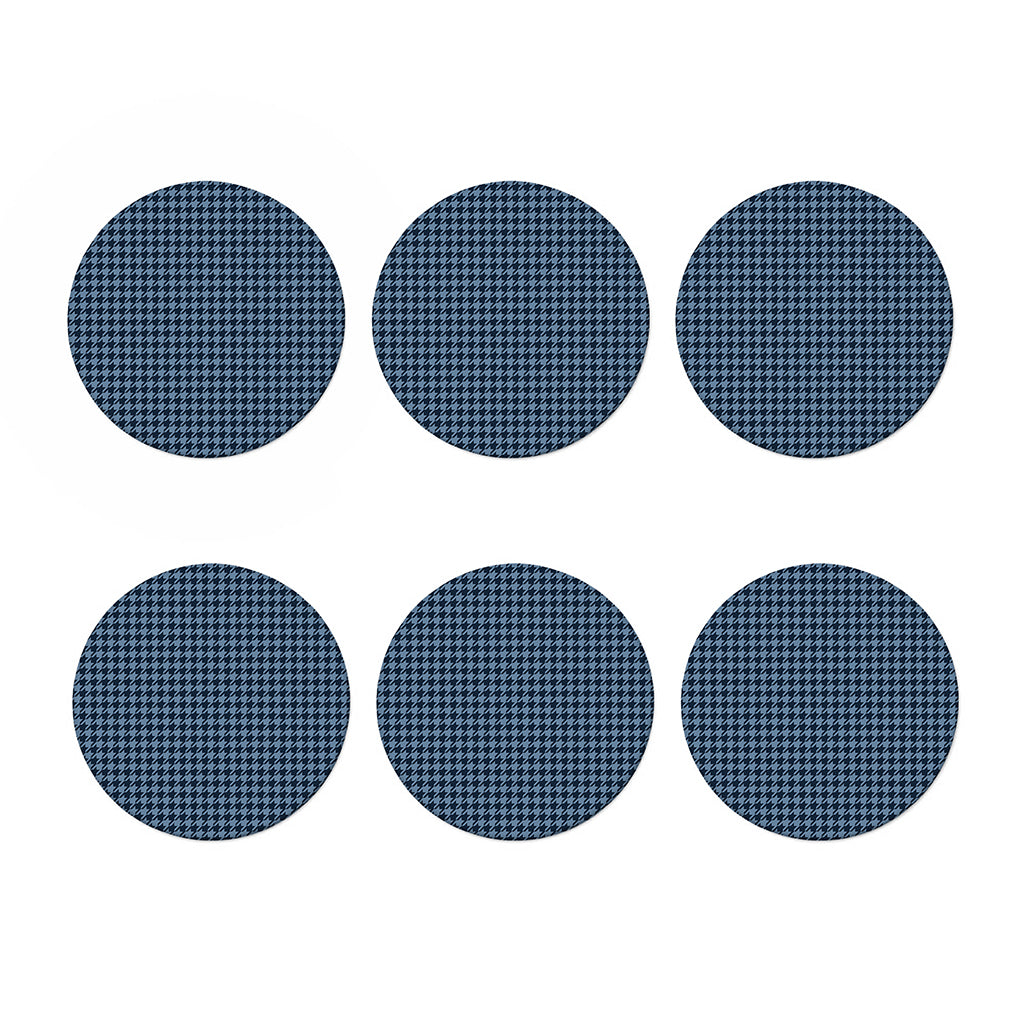 Deep Blue Houndstooth Pattern Print Coaster Set