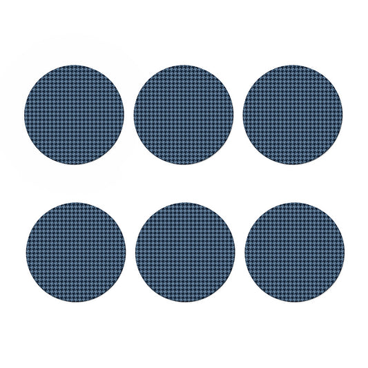 Deep Blue Houndstooth Pattern Print Coaster Set