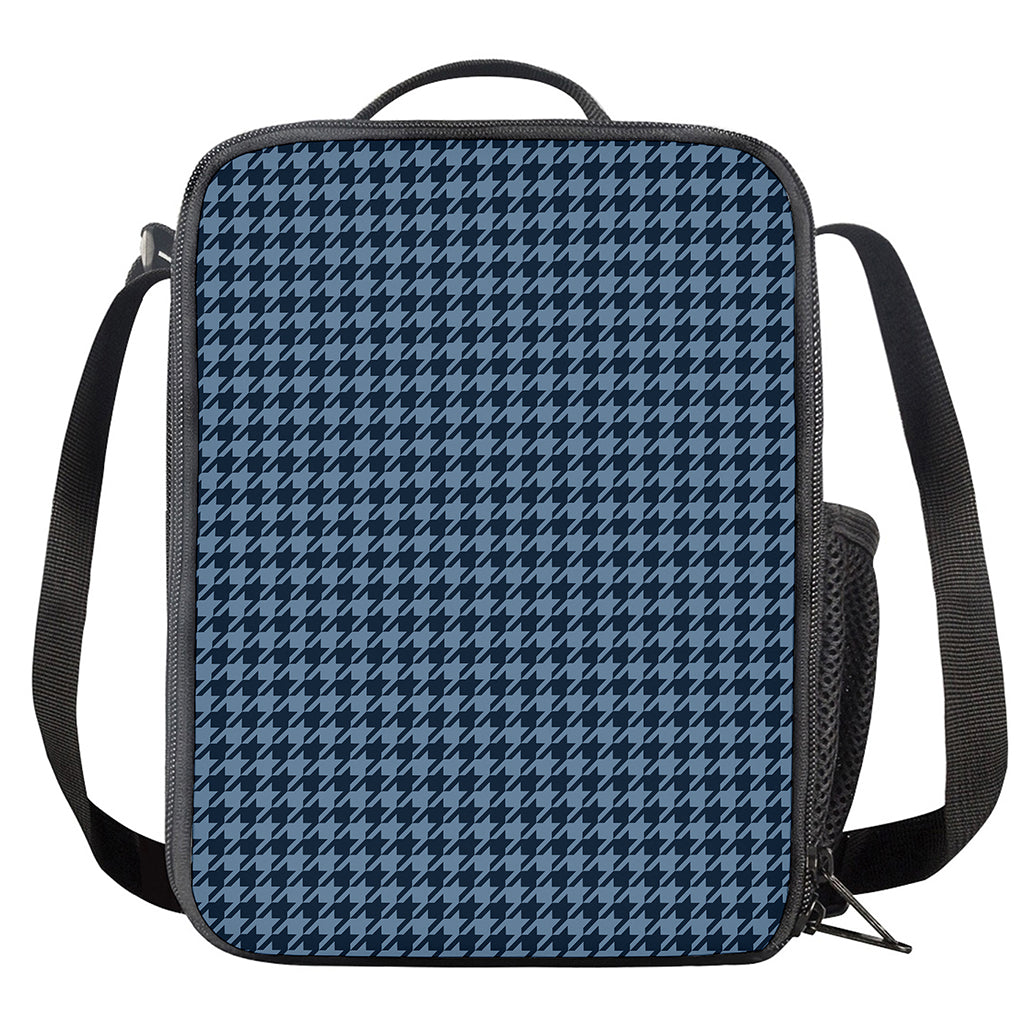 Deep Blue Houndstooth Pattern Print Crossbody Lunch Bag