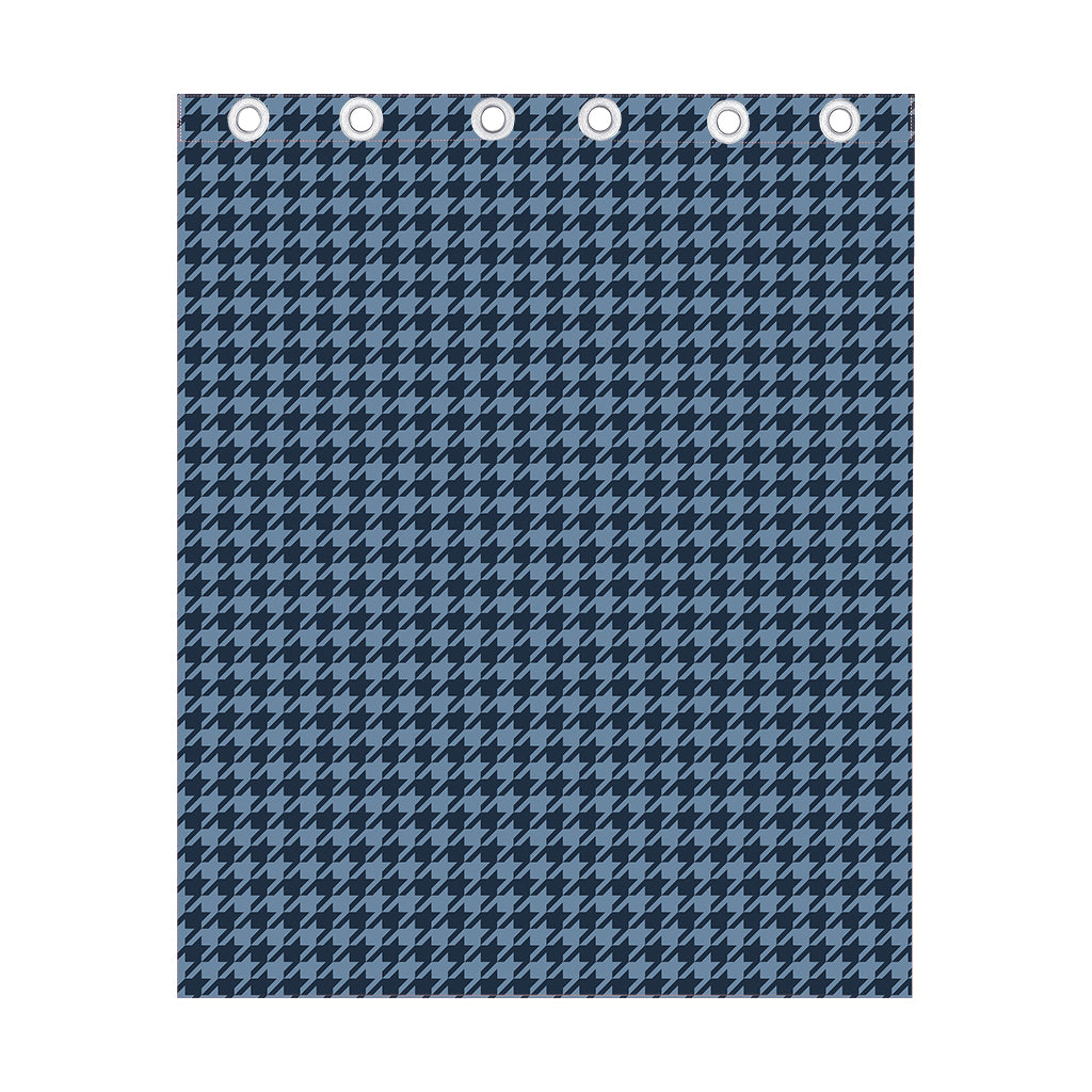 Deep Blue Houndstooth Pattern Print Curtain