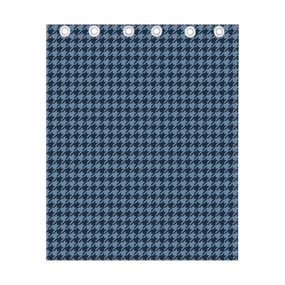 Deep Blue Houndstooth Pattern Print Curtain