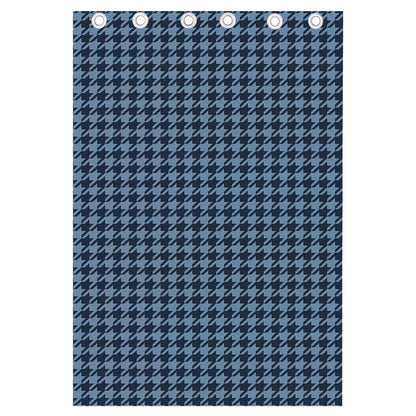 Deep Blue Houndstooth Pattern Print Curtain
