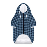 Deep Blue Houndstooth Pattern Print Dog Zip Up Hoodie