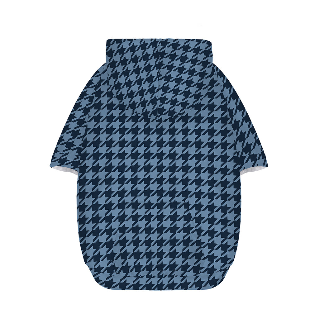 Deep Blue Houndstooth Pattern Print Dog Zip Up Hoodie