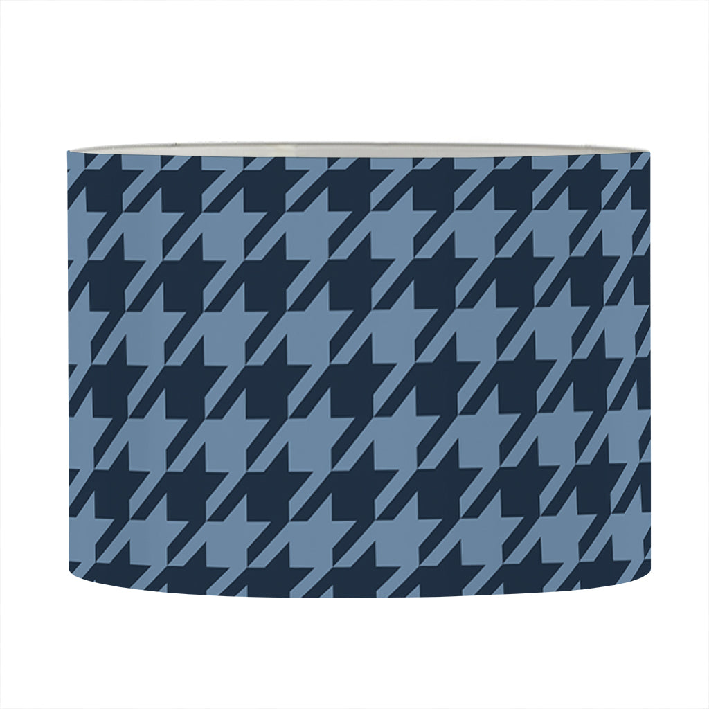 Deep Blue Houndstooth Pattern Print Drum Lamp Shade