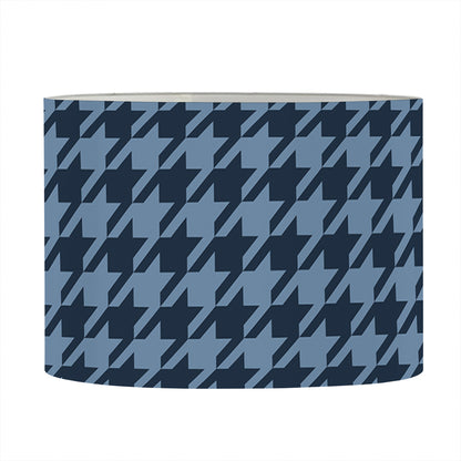 Deep Blue Houndstooth Pattern Print Drum Lamp Shade