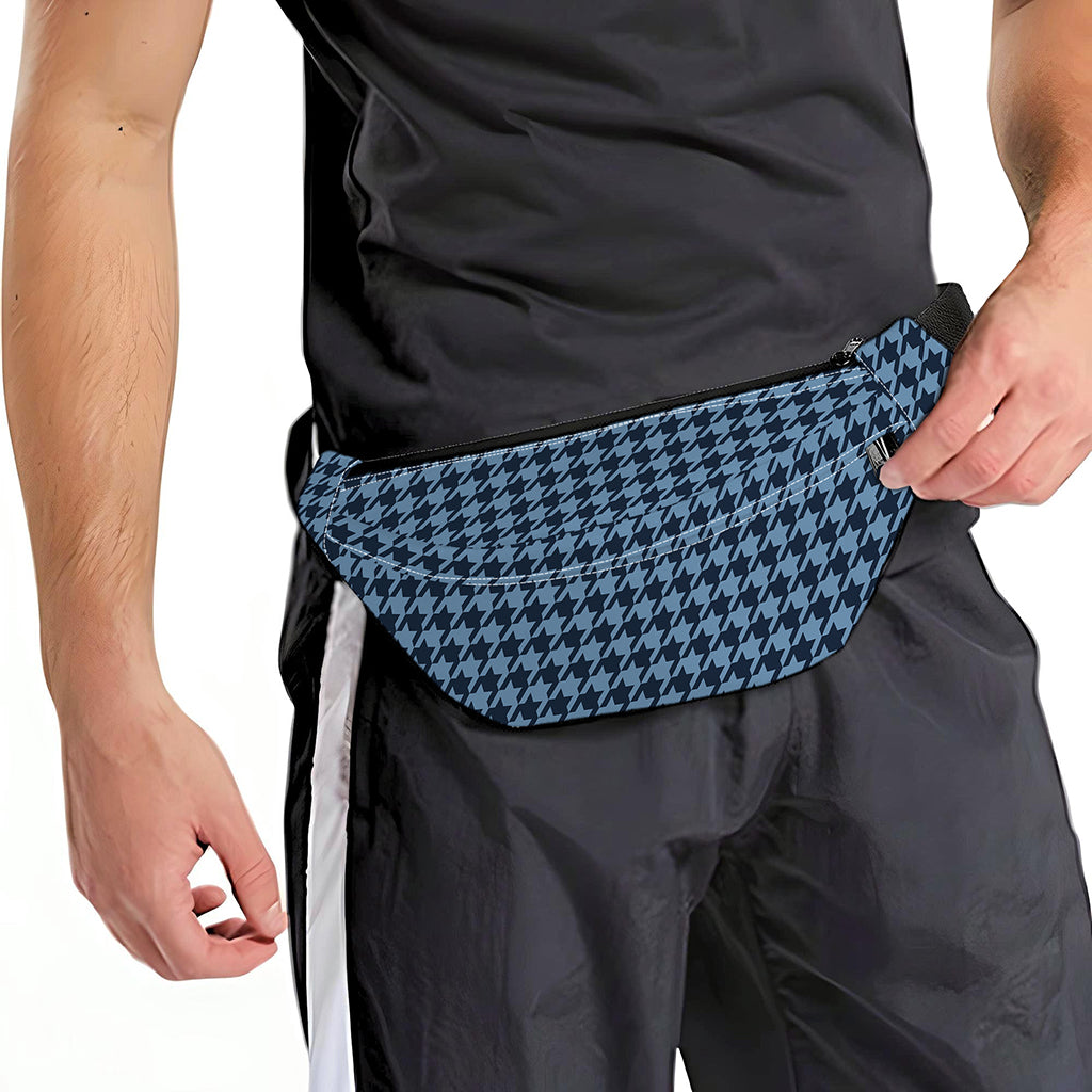 Deep Blue Houndstooth Pattern Print Fanny Pack