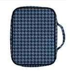 Deep Blue Houndstooth Pattern Print Front Pocket Bible Bag