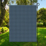Deep Blue Houndstooth Pattern Print Garden Flag