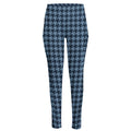 Deep Blue Houndstooth Pattern Print High-Waisted Pocket Leggings