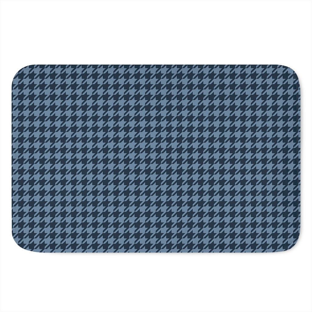 Deep Blue Houndstooth Pattern Print Indoor Door Mat